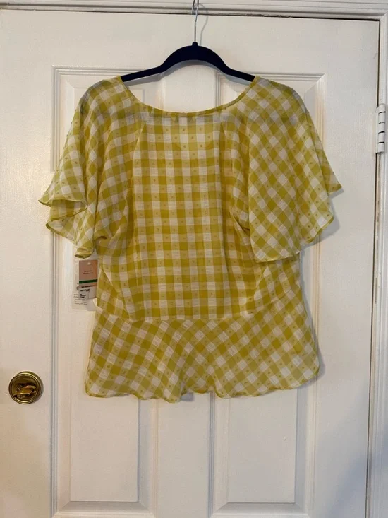 Nanette Lepore Yellow and White Gingham Button-Front Blouse - Picture 5 of 7